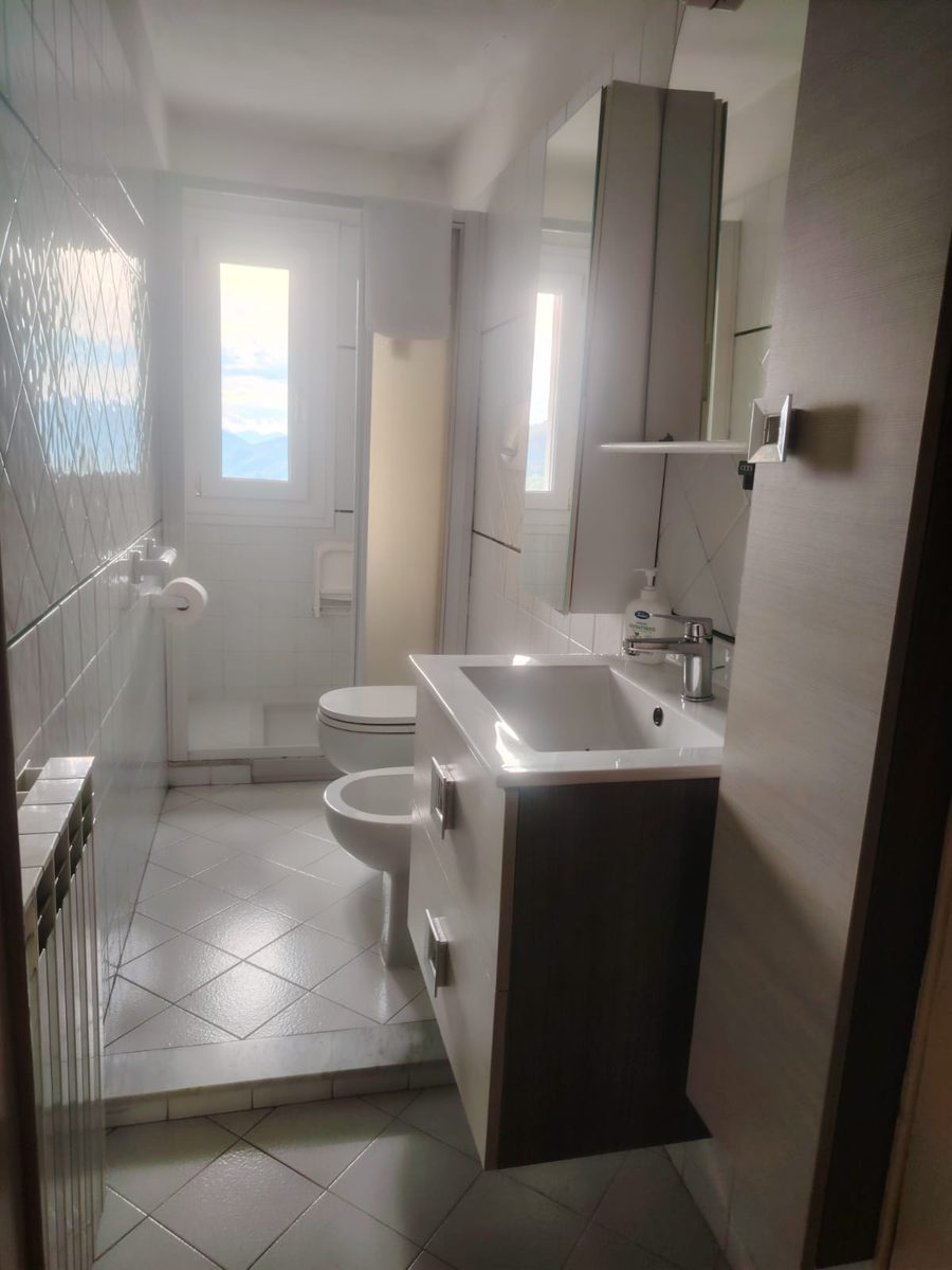 Bright bathroom with shower, vanity and bidet