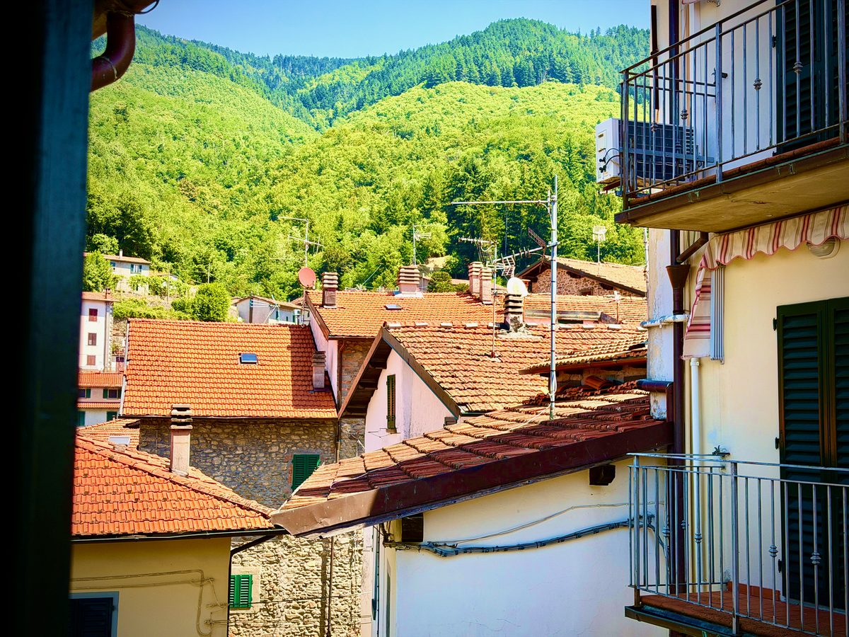 Another view from il Nido over the rooftops and mountains of Gavinana